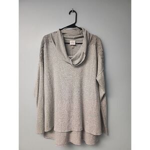 Knox Rose Womens L Cowl‎ Neck Sweater Tunic Gray Swing Knit Top Long Sleeve